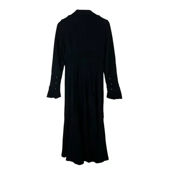 Rare Free People Heritage Wool Coat Size 6 Black Ruffle Victorian Dark Academia - Picture 6 of 7